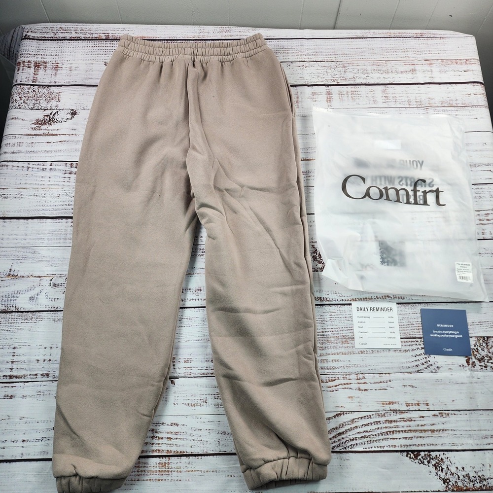 Comfrt Signature Sweatpants Unisex L Bark Brown Heavyweight Fleece Joggers NEW - Picture 2 of 8